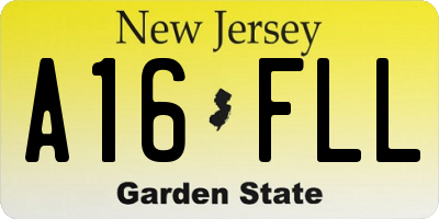 NJ license plate A16FLL