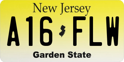 NJ license plate A16FLW