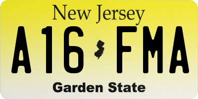 NJ license plate A16FMA