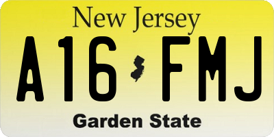NJ license plate A16FMJ