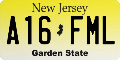 NJ license plate A16FML