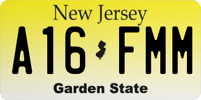 NJ license plate A16FMM