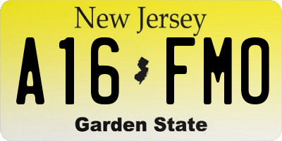 NJ license plate A16FMO