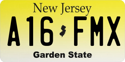 NJ license plate A16FMX