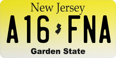 NJ license plate A16FNA
