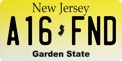 NJ license plate A16FND