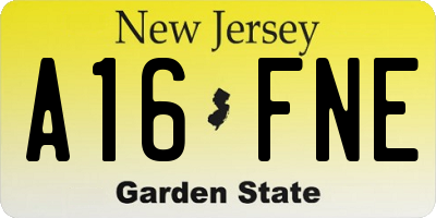 NJ license plate A16FNE