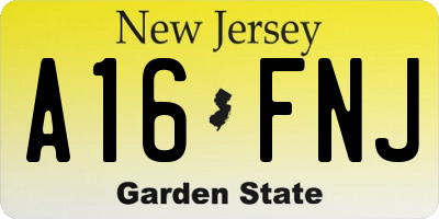 NJ license plate A16FNJ