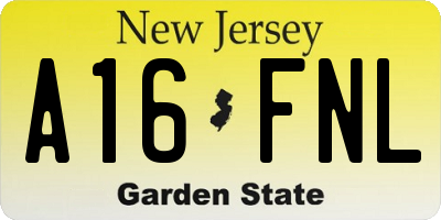 NJ license plate A16FNL