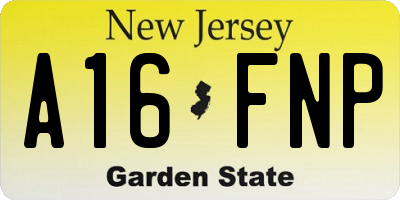 NJ license plate A16FNP
