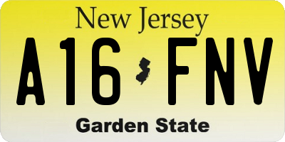 NJ license plate A16FNV