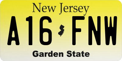 NJ license plate A16FNW