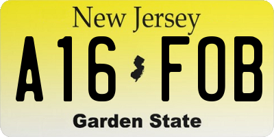 NJ license plate A16FOB