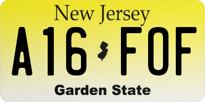 NJ license plate A16FOF