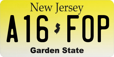 NJ license plate A16FOP