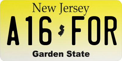 NJ license plate A16FOR