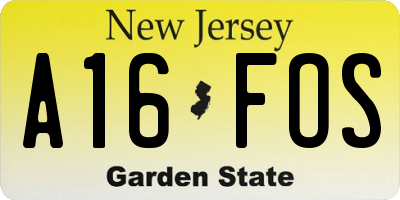 NJ license plate A16FOS