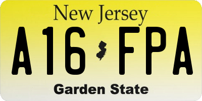 NJ license plate A16FPA
