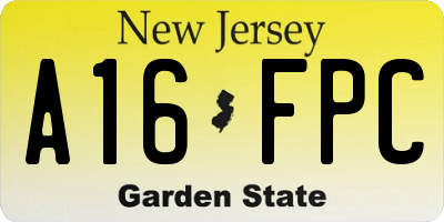 NJ license plate A16FPC