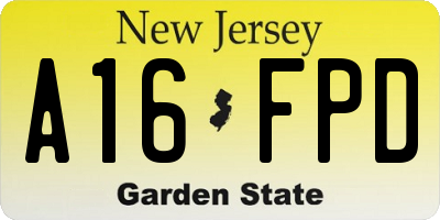 NJ license plate A16FPD