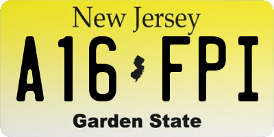 NJ license plate A16FPI