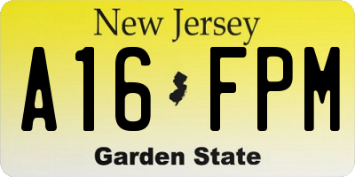 NJ license plate A16FPM