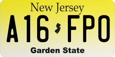 NJ license plate A16FPO
