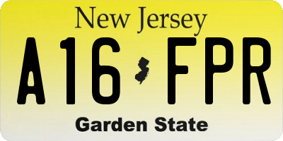 NJ license plate A16FPR