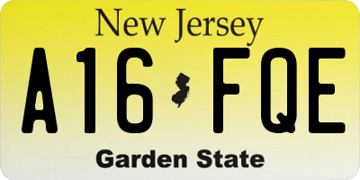 NJ license plate A16FQE