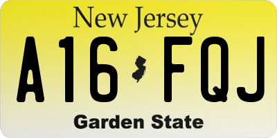 NJ license plate A16FQJ
