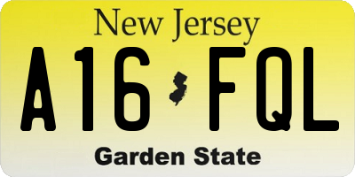 NJ license plate A16FQL