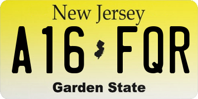 NJ license plate A16FQR