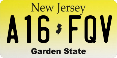 NJ license plate A16FQV