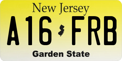 NJ license plate A16FRB