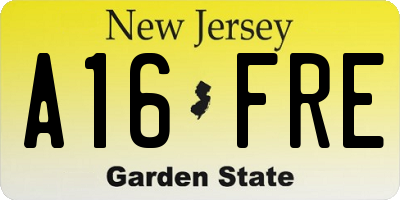 NJ license plate A16FRE