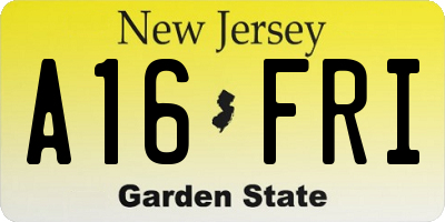 NJ license plate A16FRI