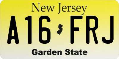 NJ license plate A16FRJ