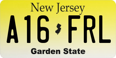 NJ license plate A16FRL