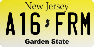 NJ license plate A16FRM