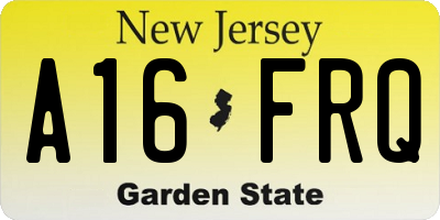 NJ license plate A16FRQ