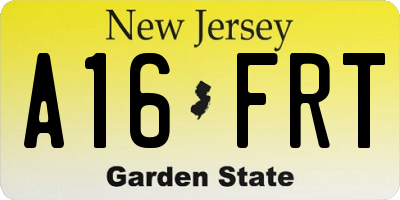 NJ license plate A16FRT