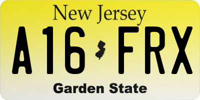 NJ license plate A16FRX