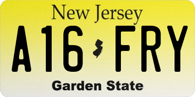 NJ license plate A16FRY