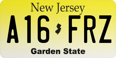 NJ license plate A16FRZ