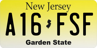 NJ license plate A16FSF