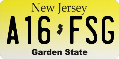 NJ license plate A16FSG