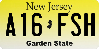 NJ license plate A16FSH
