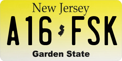 NJ license plate A16FSK