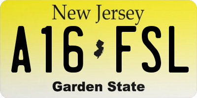 NJ license plate A16FSL