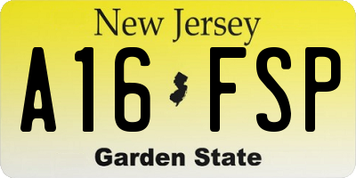 NJ license plate A16FSP